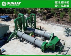 Rotary drum dryer for drying coconut mulch