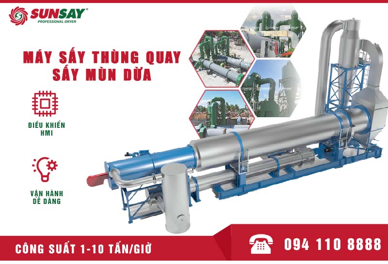 Coconut mulch drying machine
