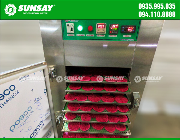 Dragon fruit dried by SUNSAY cold dryer