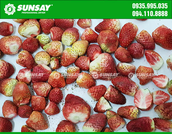 Sublimation dried strawberries keep their color