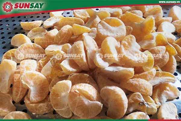 Tangerines dried with a cold dryer still retain the color and nutrition of tangerines