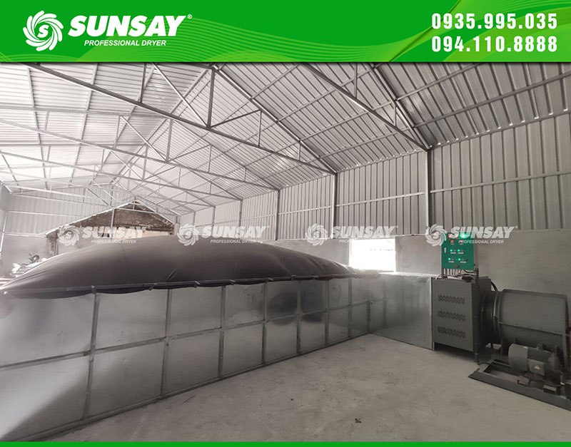 The rice dryer is being put into operation