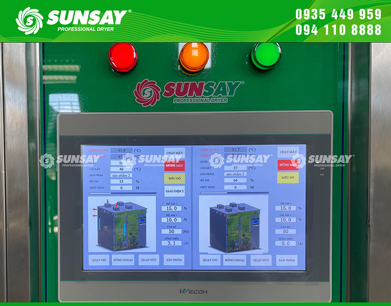 HMI screen integrates more than 100 drying recipes